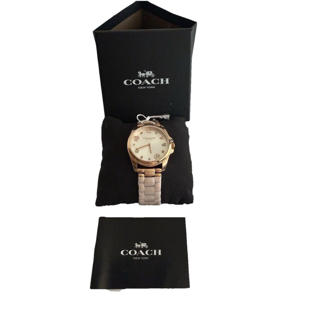 Coach Women's Greyson Rose Gold Pearl Dial Watch - 14504023- NWT Floral Accent